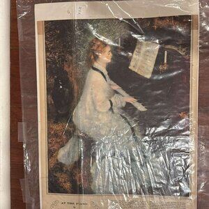 "SHE-SCAPE" Al Moore Art Vintage Pin-up & Girl at the Piano Pierre-Auguste 1949